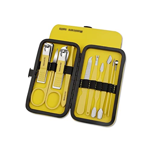 Zehennagelknipser Nagel Clippers Kit Professionelle Pediküre Edelstahl Nagel Kit Beauty Tools Beauty Kit Unisex (Zitrone Gelb) Nagelknipser-Set (Color : Yellow-10-piece Set)