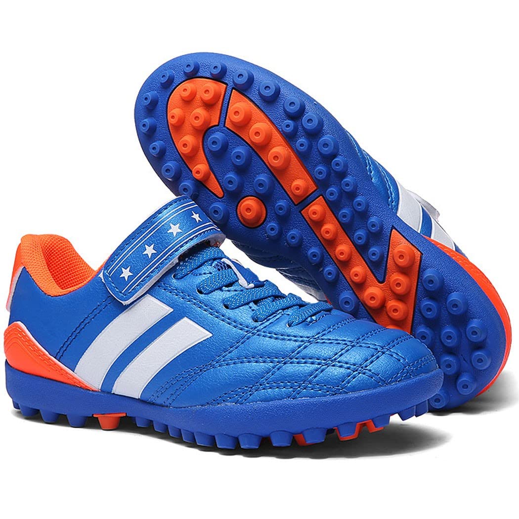 ZESLIV Fussballschuhe Kinder Fußballschuhe für Jungen Mädchen Turnschuhe Outdoor Trainingsschuhe Sportschuhe Klettverschluss Kinderschuhe Blau 32