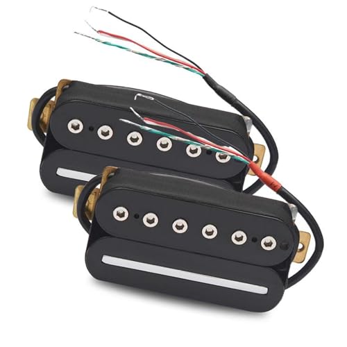 Gitarren-Tonabnehmer Humbucker Für E-Gitarre, Verstellbarer Dual-Coil-Gitarren-Tonabnehmer Mit 4-Leiter-Kabel/Spulenaufteilung, Schwarz, Weiß (Color : 1Set Black)