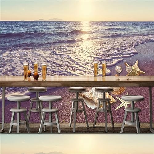 XLMING Schöne Seaside Beach Waves Muscheln 3D Tapete Home Dekoration Wohnzimmer Sofa Schlafzimmer Tv Hintergrund Wand-250cm×170cm