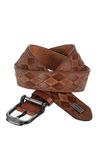 Cipo & Baxx Herren Ledergürtel Belt Rauten-Prägung Gürtel Leder CG186 Taba Gr.85