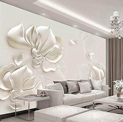 XLMING Benutzerdefinierte Tapete 3D-Tapete Gips Relief Magnolie Blume Vogel Moderne Wohnzimmer TV Hintergrund Kunst W fototapete 3d effekt tapete Wohnzimmer Schlafzimmer Hintergrundbild-250cm×170cm