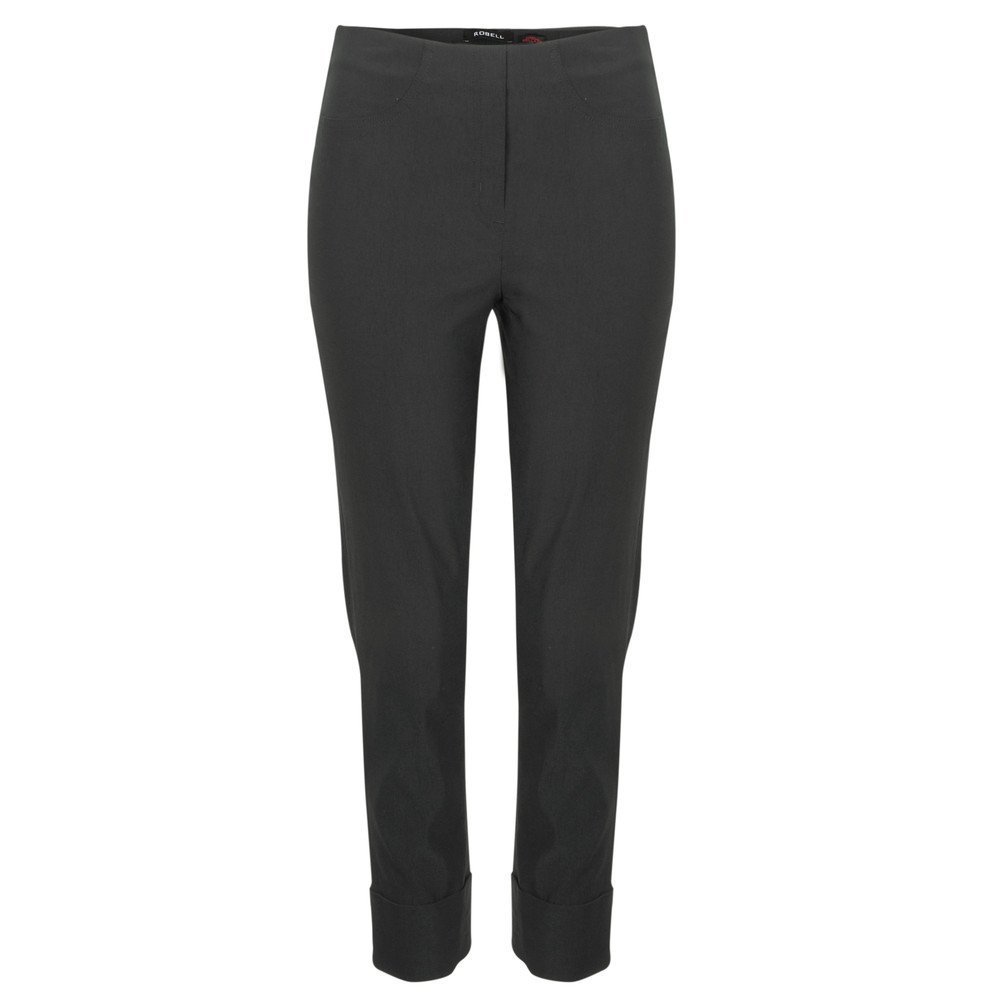 Robell Style BELLA09 – Bequeme, stretchige 7/8 Damenhose, Gerade geschnittenes Bein mit Aufschlag und Gesässtaschen Farbe Anthra Größe 38