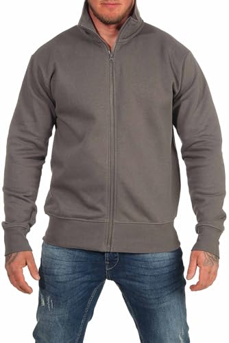 Happy Clothing Herren Sweatjacke ohne Kapuze Zip-Jacke Reißverschluss mit Kragen, Größe:5XL, Farbe:Anthrazit