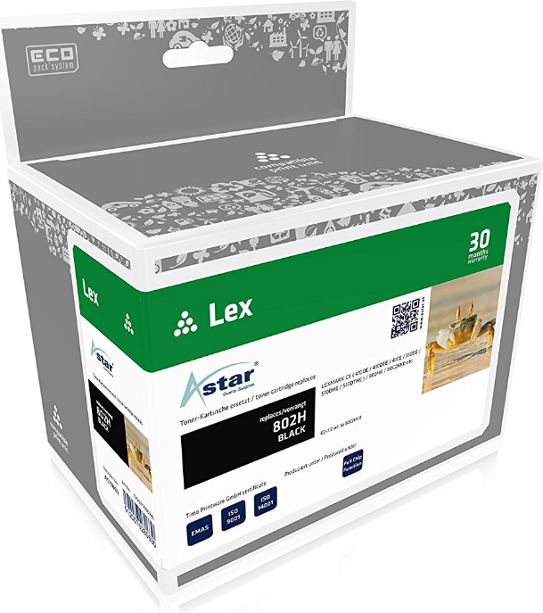 Astar - Schwarz - Tonerpatrone (entspricht: Lexmark 80C2HK0) - für Lexmark CX410de, CX410dte, CX410e, CX510de, CX510dhe, CX510dthe (AS11802)