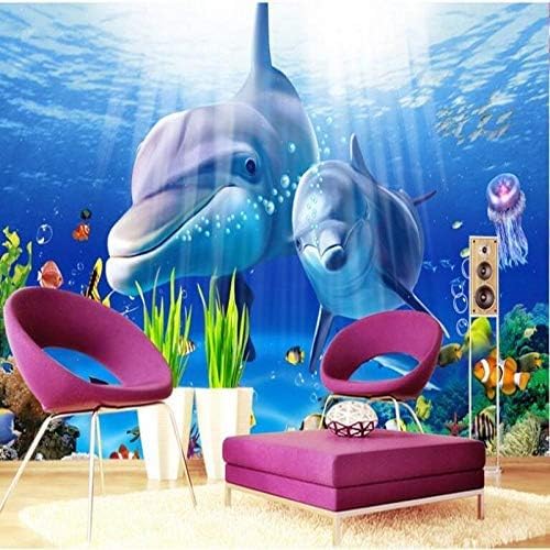 XLMING Einfacher Ozean Blauer Delphin 3D Tapeten Home Esszimmer Sofa Schlafzimmer Wohnzimmer TV Hintergrund-250cm×170cm