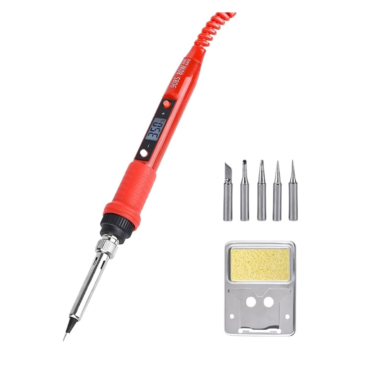 WLLKIY Elektrischer Lötkolben-Kit, LCD-Digital-Schweißstift, Lötkolben, Lötspitze, Zinnstift for Zuhause, Heimwerker, 80 W Sicher Und Stabil(908S KIT2)