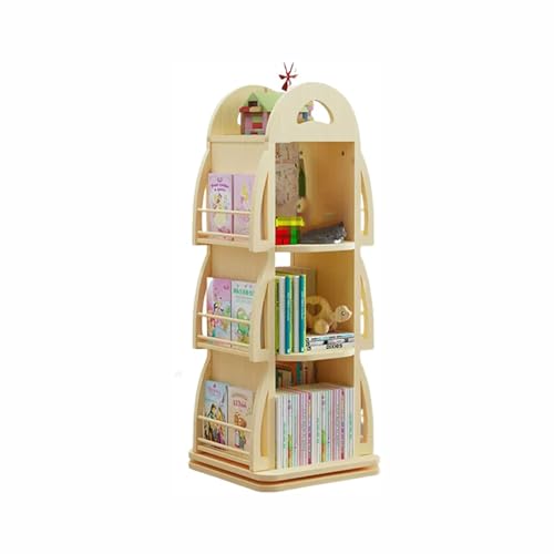 SLOKFV5 Regal Drehbarer Bücherregal-Turm aus massivem Holz, 360° drehbares Bücherregal, drehbarer Bücherregal-Turm, bodenstehender Aufbewahrungsständer für das Heimbüro Standregal Bookshelf