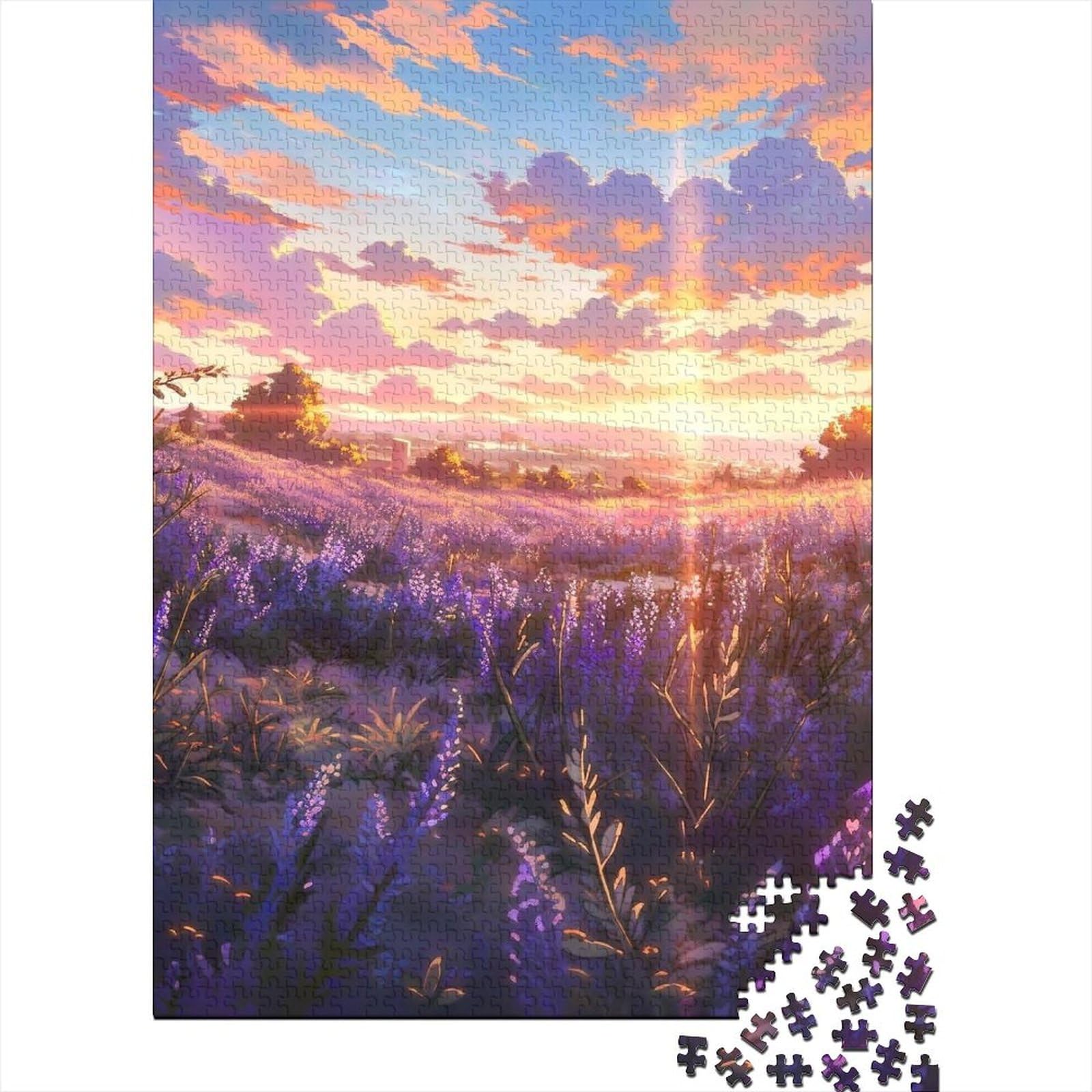 500 Teile für Erwachsene, schwierige Puzzles, Lavendelgarten-Puzzles für Erwachsene, Teenager, interessante Puzzles zur Stressreduzierung (Größe 52x38cm)