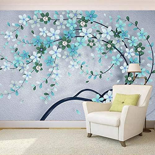 Öl Auf Leinwand Floral Perlblau 3D Tapeten Wanddekoration Fototapete Sofas Wohnzimmer Wandbild Schlafzimmer-350cm×256cm