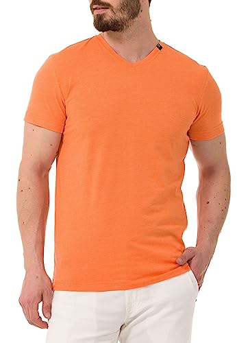 Cipo & Baxx Herren T-Shirt V-Neck Shirt Kurzarm Basic Baumwolle V-Ausschnitt CT773 Orange M