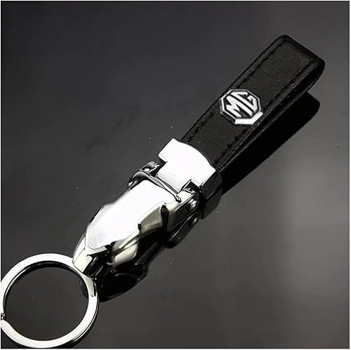 Auto Schlüsselanhänger für MG GS TF ZR ES HS EZS MG 6 MG3 MG5 MG7, Leder-Schlüsselanhänger-Ersatz für Männer und Frauen, Geschenke und Merchandise-Autozubehör,-Black