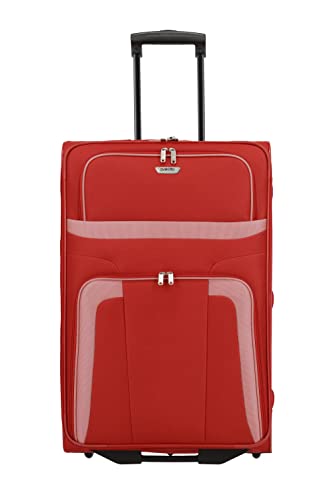 Travelite 2-Rad Koffer Größe L, Gepäck Serie ORLANDO: Klassischer Weichgepäck Trolley im zeitlosen Design, 098489-10, 73 cm, 80 Liter, rot