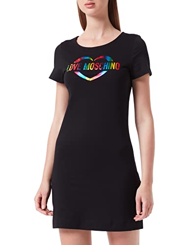 Love Moschino Damen Love Moschino Hart Multicolor Foil Print. Kleid, Schwarz, 42 EU