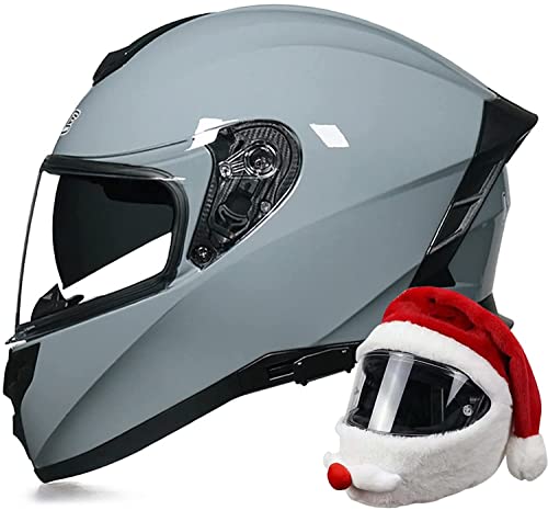 Motorradhelm Integralhelm Mit Doppelvisier Mopedhelm DOT/ECE-Zertifiziert Fullface Helm Rollerhelm Integral-Rennmotorradhelm Moped Street Bike Racing Sturzhelm Unisex (Color : K, Größe : M=57-58cm)