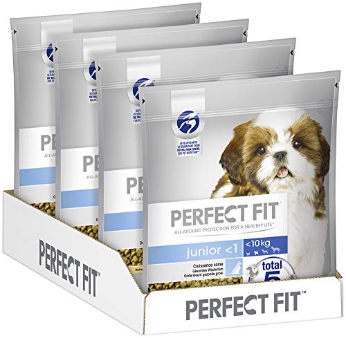 Perfect Fit Junior <1 – Trockenfutter für Welpen unter 10 kg – Reich an Huhn – Unterstützt eine gesunde Entwicklung – 4 x 1,4 kg