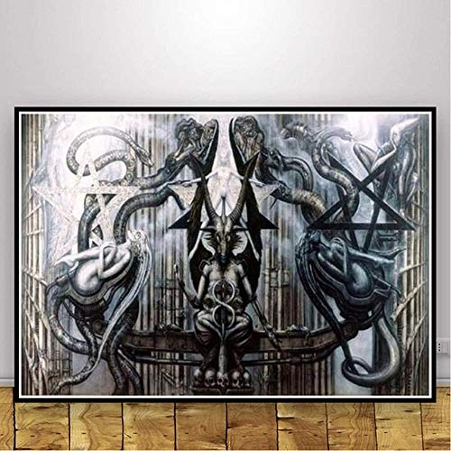 YYLPRQQ Plakate Und Drucke Hr Giger Li Ii Abstrakt Alien Poster Wandkunst Bild Leinwand Malerei Für Raum Wohnkultur-50X70Cm
