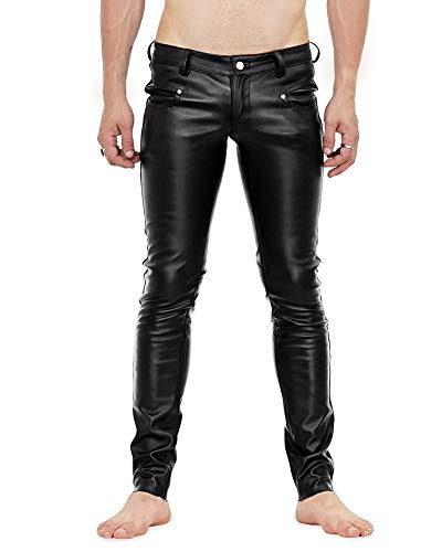 Bockle® 60tis Stretch Pants Lamb Megaenge Schwarze Herren Lammlederhose 60er Style, Size: W36/L36