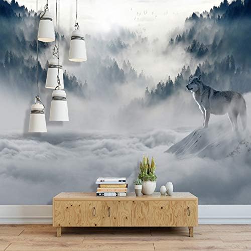 Minimalistischer Nebel Wald Wolf Tier 3D Tapeten Wanddekoration Fototapete Sofas Wohnzimmer Wandbild Schlafzimmer-400cm×280cm