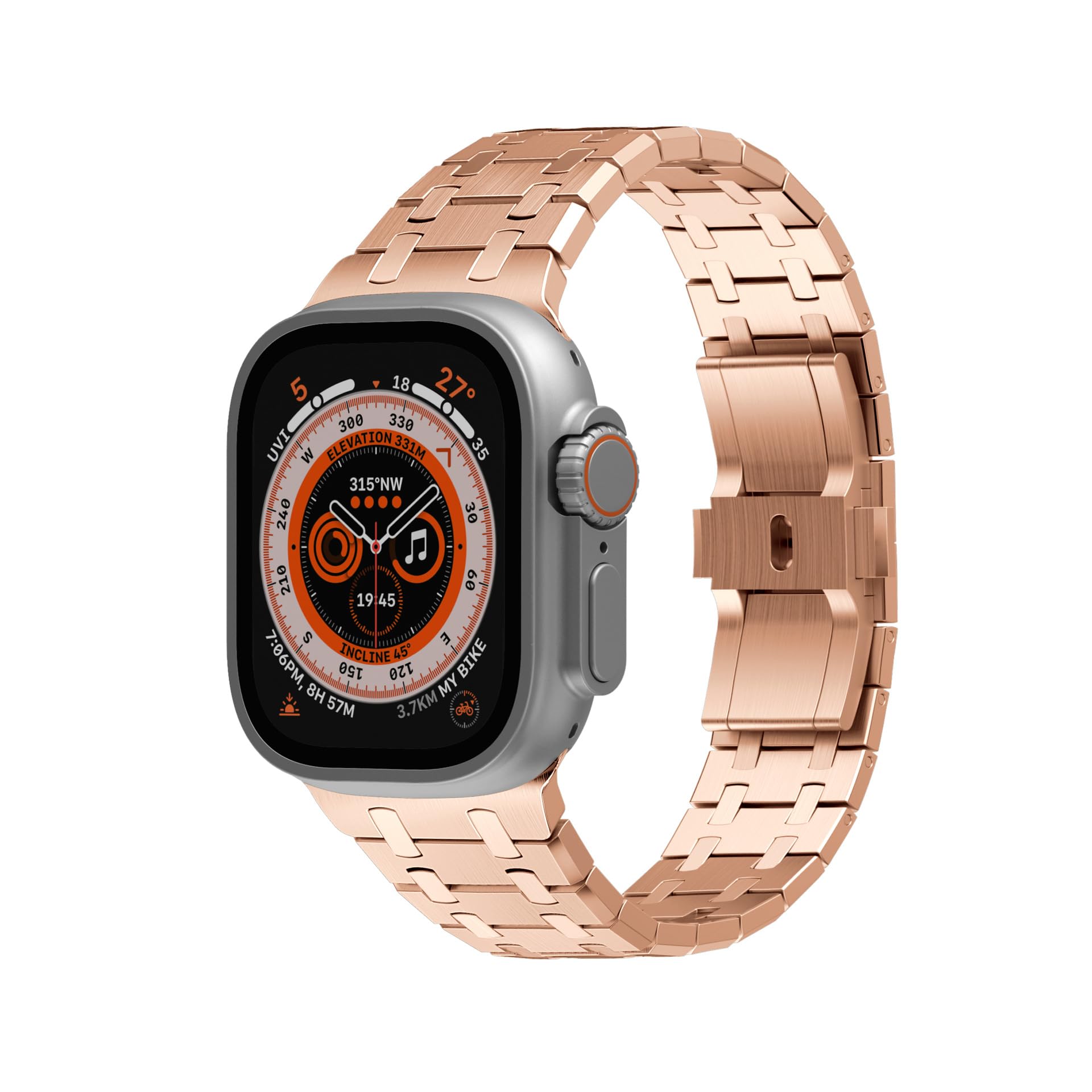 NEYENS Edelstahl-Uhrenarmband, integriertes Armband, Mod-Kit, für Apple Watch 8, 7, 6, 5, 4, SE, 49 mm, 45 mm, 44 mm, 42 mm, Zubehör für Metall-Lünette, Ersatz-Kits, 49 mm, Achat