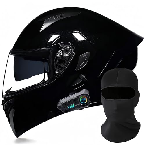 Modularer Motorrad-Bluetooth-Helm, DOT/ECE-Zugelassener, Hochklappbarer, Integrierter Motorradhelm Für Männer Und Frauen Mit Doppelvisier, Integriertem Dual-Lautsprecher 4,M57 ~ 58cm