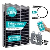 PIANETA Balkonkraftwerk 850W Bifazial / 800W auf 600w drosselbar 2 x 425w Ja Solar Module, Wechselrichter Hoymiles HM-800 und einer Hoymiles Wlite DTU mit Wifi funktion plus 5 m Schukokabel