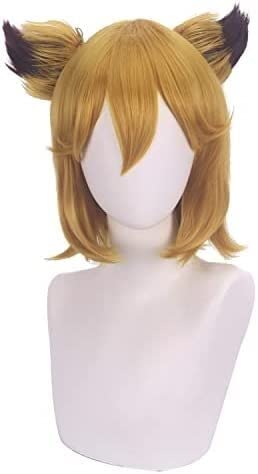 LINLINCD-Wig Anime Cosplay Perücke for Fasching Nachtleben CluI Party Dress Up Perücke Good Wife Miss Fairy Fox Miss Fairy Fox Orange Gelb Farbverlauf Cosplay Perücke