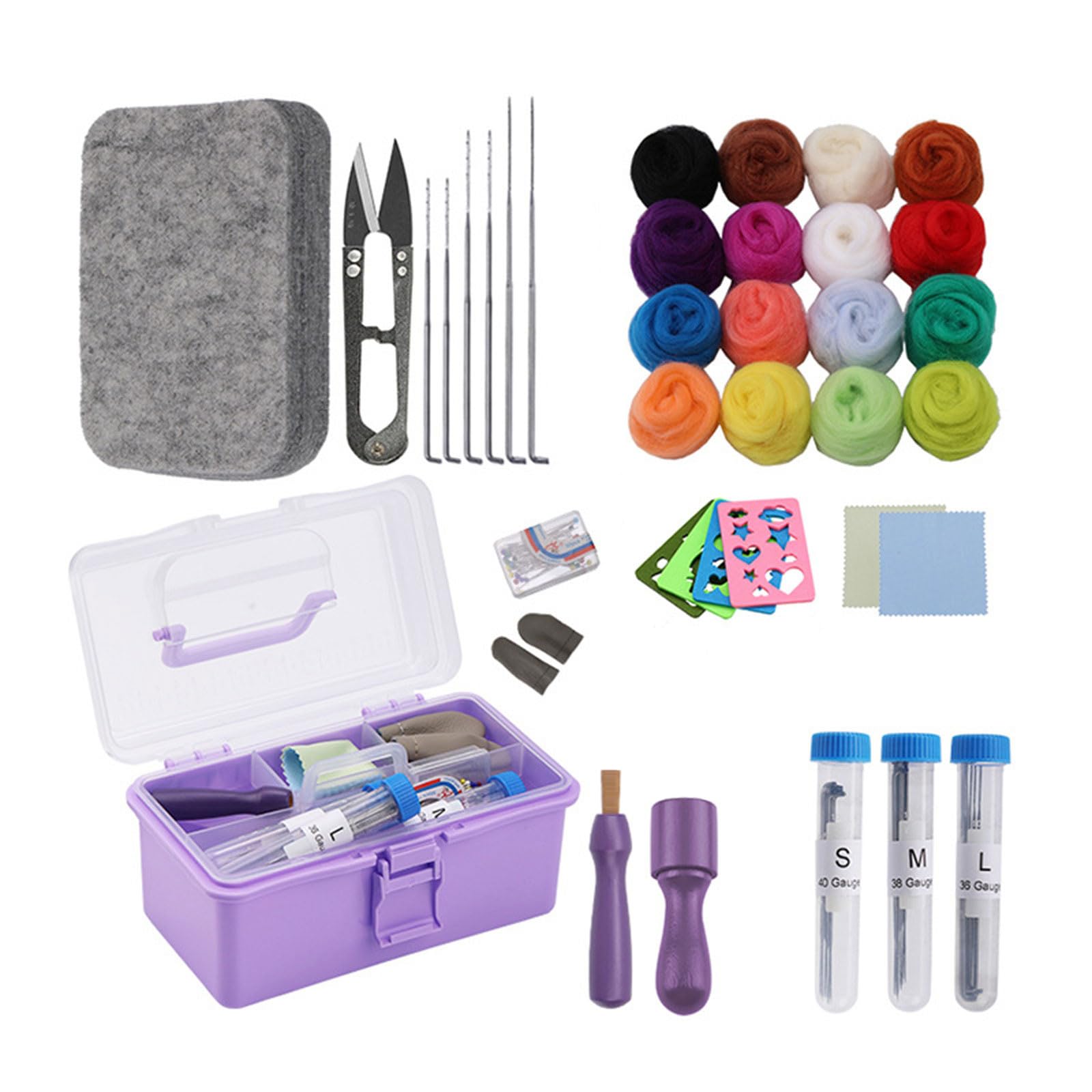 Meiliyizu Nadelfilz-Starter-Kits mit Filzwerkzeug, Nadelfilzwerkzeug, Nadelfilz-Set, Wollset, Filzzubehör