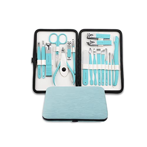 BONAD Zehennagelknipser 18-teilige Nagel-Klipper Set Edelstahl-Nagel-Klipper Pediküre-Kit Nagel-Datei Nagel-Clippers Maniküre-Schönheits-Kit mit tragbarer Mode-Tasche Nagelknipser-Set (Color : Roze)