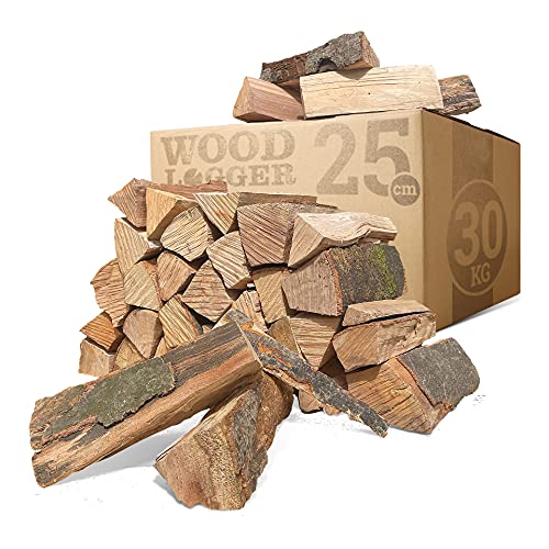 Woodlogger 30 KG Brennholz aus Buche I trockenes Kaminholz I ofenfertiges Feuerholz I reines Buchenholz I Holz für Kaminofen, Lagerfeuer, Feuerschalen, Ofen I Grillholz (Holz-Scheitlänge: 25 cm)