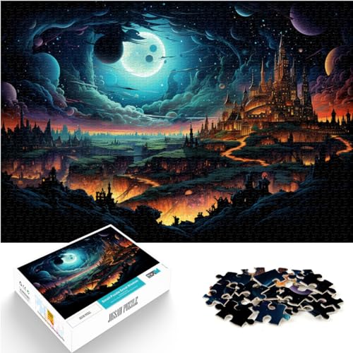 Puzzle zum Verschenken, Schloss bei Nacht, 1000 Teile, Puzzle, Geschenke, Holzpuzzle, Familienspiel, Stressabbau, schwieriges Herausforderungspuzzle, 1000 Teile (50 x 75 cm)