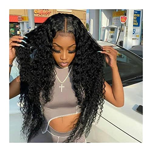 Perücken 13x4 volle spitze menschliche haarperücken frontal perücken lockig hd transparent vorgeptet for frauen 8-34 zoll tiefe welle spitze frontperücke Damenperücke (Size : 13x4 lace wig 150%, Col