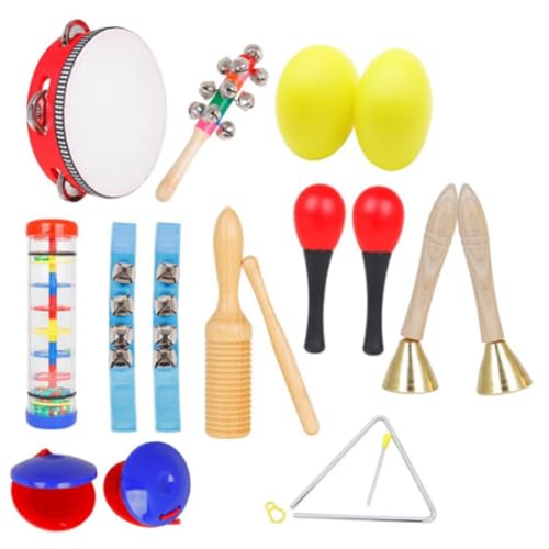 Kiudduy 10-Teiliges Orff-Schlaginstrumenten-Set, Musikinstrumenten-Set für Kinder, für Schüler, Kinder, Kindergarten, Früherziehung, Musikunterricht, Percussion