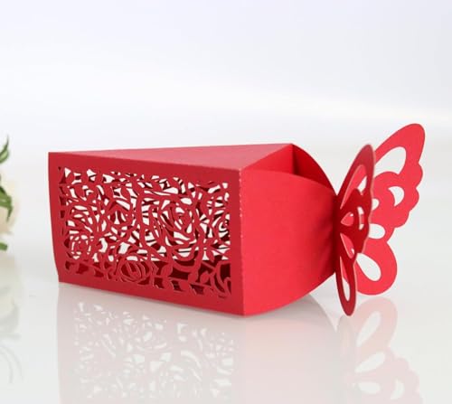 Box für Geschenke, Süßigkeiten-Box, Rosen-Geschenkboxen for Süßigkeiten, dreieckige Papierverpackungsbox (Farbe: Rot, Größe: 100 Stück_5 x 5,5 x 9 cm) (Farbe: Rot, Größe: 100 Stück-5 x 5,5 x 9 cm (Far