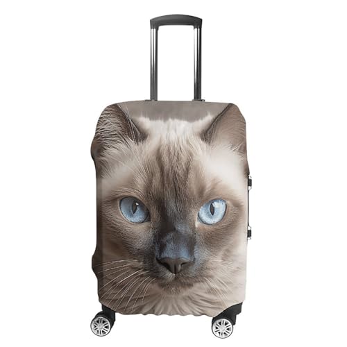 CSGJMYGS Reisegepäckabdeckung, elastisch, waschbar, modisch, kratzfest, schöne siamesische Katze, Koffer-Schutz, passend für 45,7 - 81,3 cm Gepäck, Style-3, S