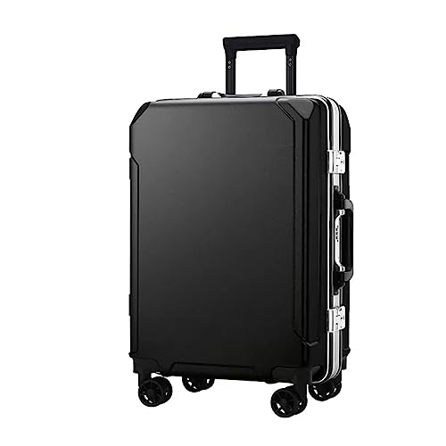 KJZQXYX Koffergepäck mit Spinnerrädern, Trolley-Koffer mit Aluminiumrahmen, zwei USB-Ladeanschlüssen, TSA-Zahlenschloss (black 20 in)