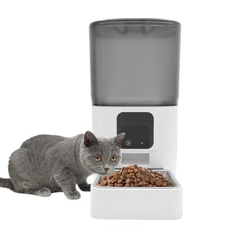 6L Futterautomat Katze Automatischer Futterspender Pet Feeder mit Timer 1-12 Mahlzeiten Automatischer Futterspender für Kleine bis Mittlere Haustiere App und Touch Steuerungsmodi