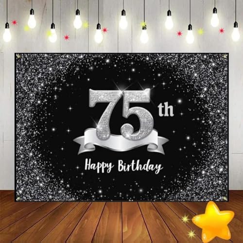 Alles Gute zum 75. 80. Geburtstag Königin Hintergrund Fotografie Hintergründe Personalisiertes Schwarz-Gold-Foto Buntes Greenscreen-Rennen 240X180cm