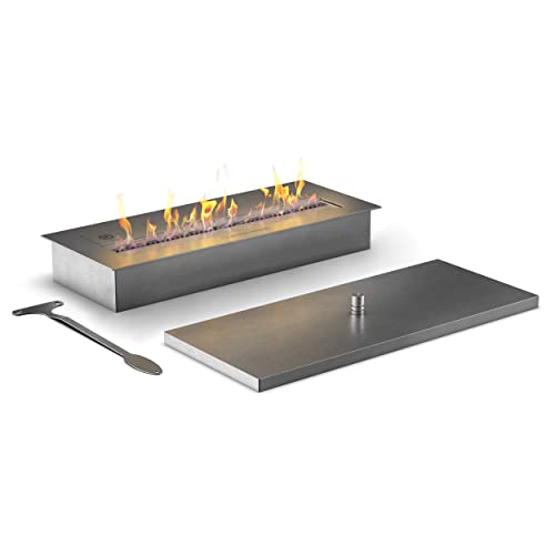 muenkel design Safety Burner 565 – manueller Brenner Einsatz – Bio-Ethanol Brennkammer mit 46 cm Flammenbreite – Edelstahl, gebürstet