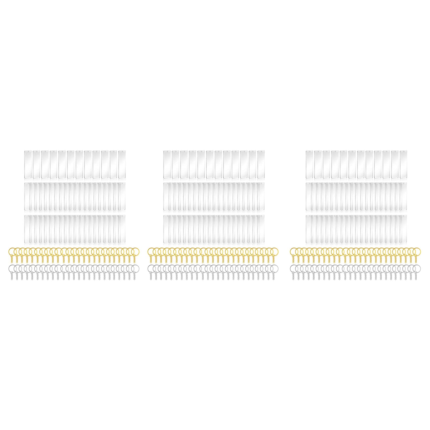 Kiudduy 450 Stück Acryl Schlüsselanhänger Rohling mit Ringen für Vinyl, Durchsichtige Schlüsselanhänger Rechteck Acryl Rohlinge