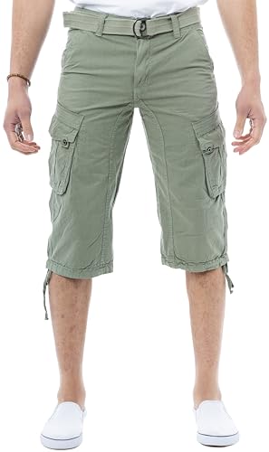 X RAY Herren Taktische Cargo-Shorts mit Gürtel, 45,7 cm Schrittlänge unterhalb der Knielänge, mehrere Taschen, 3/4 Caprihose, Blattgrün, 49