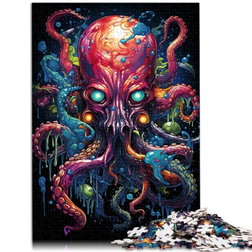 Puzzle für „Die farbenfrohe Psychedelie des kosmischen Oktopus“, Puzzle 1000 Teile für Erwachsene, Holzpuzzle, 1000 Teile (50 x 75 cm)