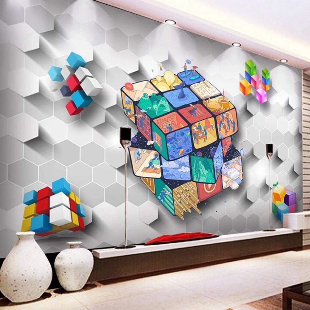 Dreidimensionaler Farbiger Rubik'S Cube 3D Tapete Poster Restaurant Schlafzimmer Wohnzimmer Sofa TV Dekorative Wand-300cm×210cm