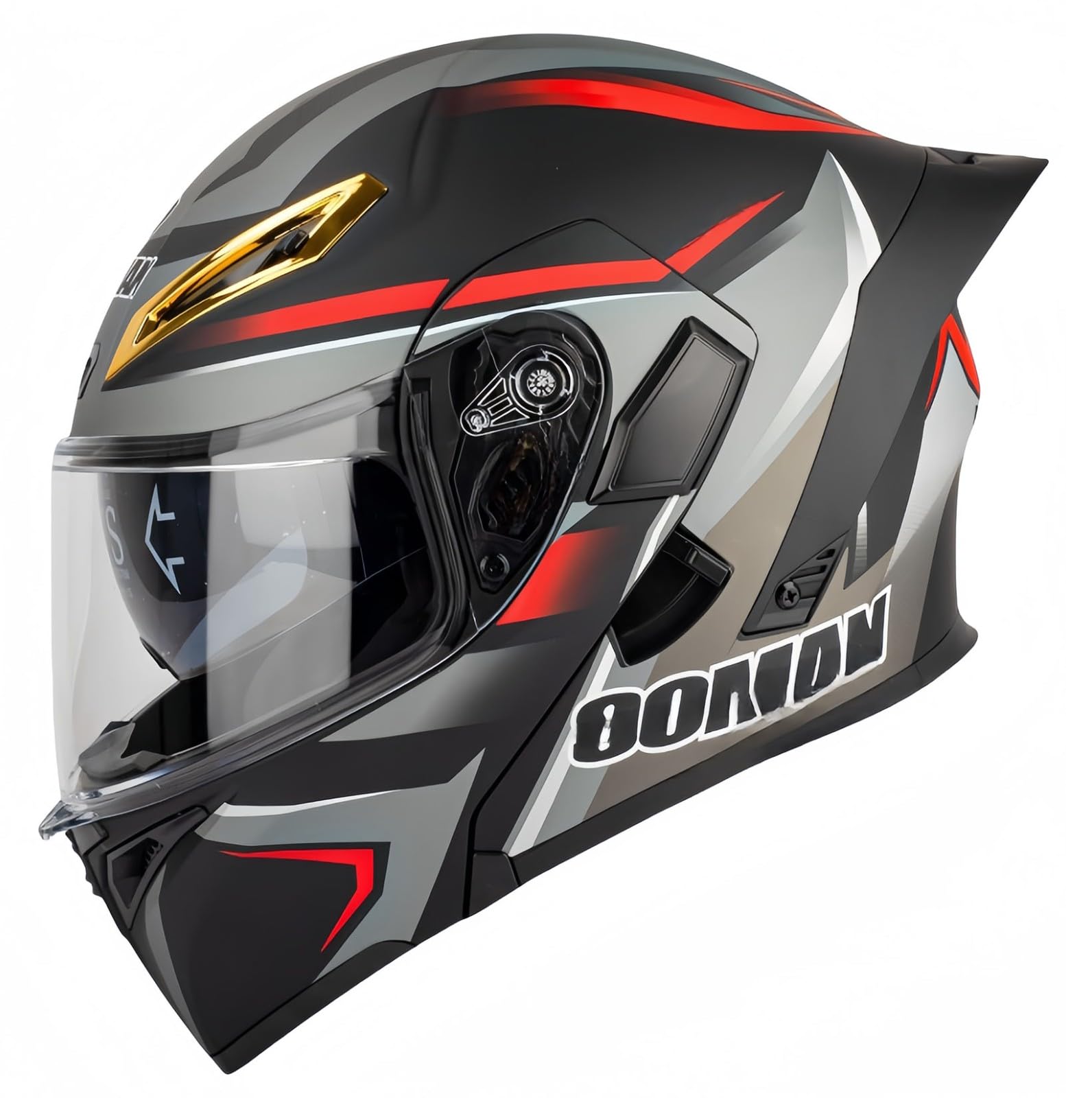 Modularer Motorradhelm, integrierter Motorradhelm, ECE-geprüfter, atmungsaktiver Rollerhelm mit Doppelvisier, Herren- und Damen-Rollerhelm, Doppel-Integralhelm G,L59-60CM