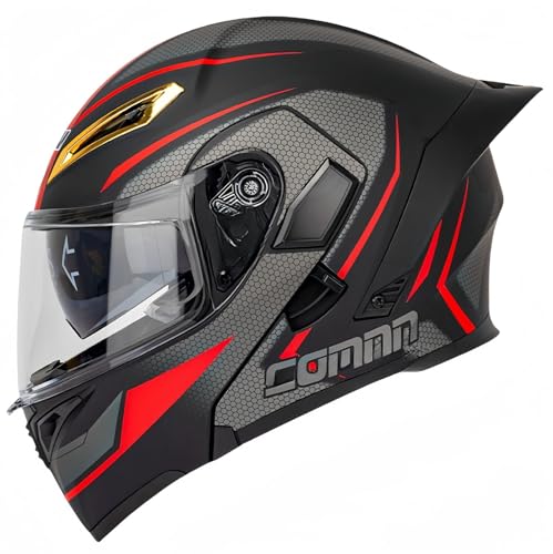 Modularer Motorradhelm, integrierter Motorradhelm, ECE-geprüfter, atmungsaktiver Rollerhelm mit Doppelvisier, Herren- und Damen-Rollerhelm, Doppel-Integralhelm C,L59-60CM