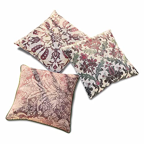 Loberon Kissenhülle 3er Set Camden, Florale Ornamente, DREI Prints im Set, romantischer Look, Kissenbezüge, Wohn-Accessoires, Baumwolle, lila/rosa