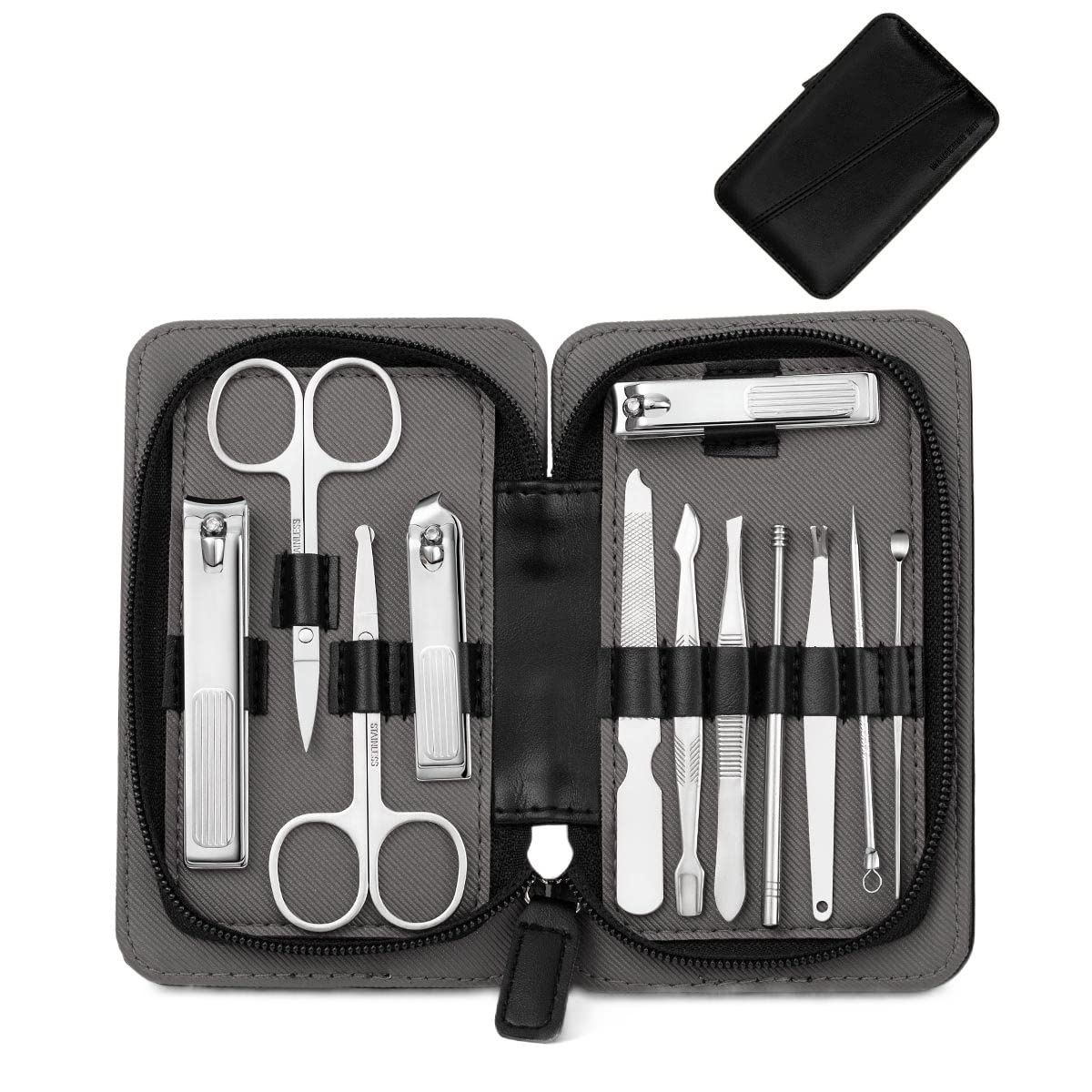 OPKDE Professionelles Nagelschneider/Pediküre-Scheren-Set, Edelstahl, Adlerhaken, tragbar, Maniküre, Nagelknipser, Werkzeug-Set, Schwarz, Weiß, 4–23 Stück