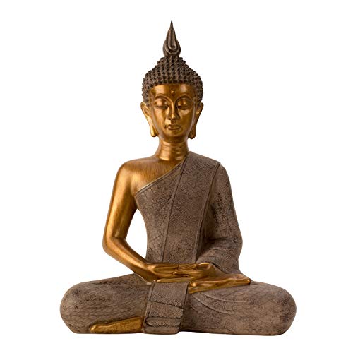 Mel-O-Design Elegante XL Buddha Skulptur 43,5 cm Hoch 31 cm Breit Buddhismus Feng Shui 1.5