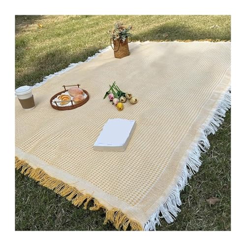 MOHUIED Picknickmatte Camping Wandern Outdoor Tragbare Stranddecke Klappbare Campingmatte Dicke wasserdichte Rasentuch Campingausrüstung Matte Stranddecke Sandfrei(Yellow,90x180cm)