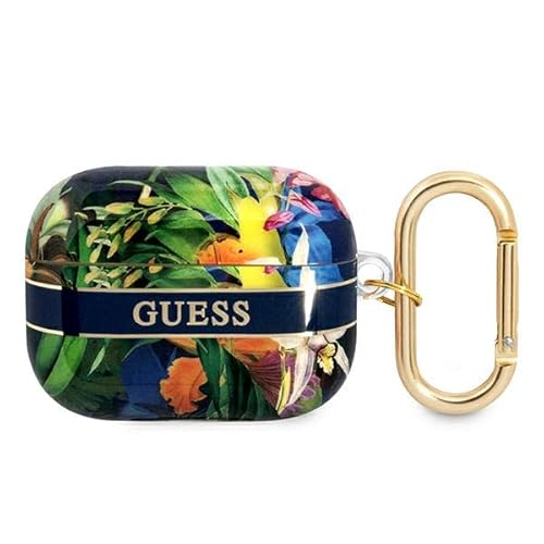 Guess GUAPHHFLB Hülle für AirPods Pro Cover blau/Blue Flower Strap Collection